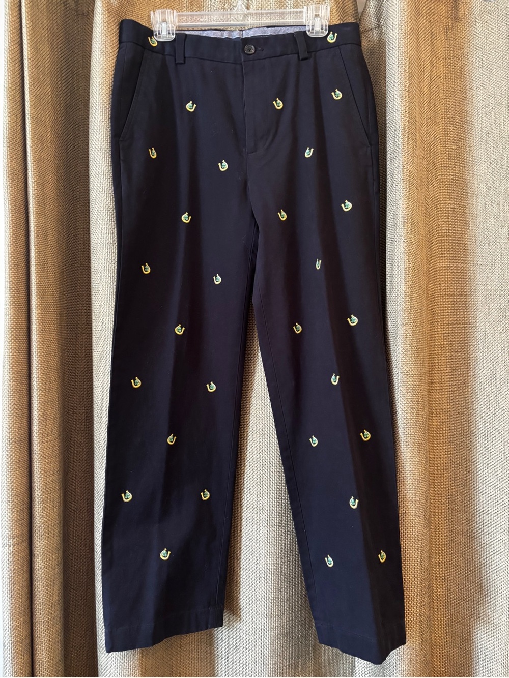 Brooks Brothers, Clark Pants with Embroidered Horseshoe and Four Leaf Clover EUC